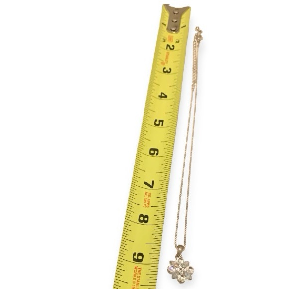 Vintage Silver necklace CZ Rhinestone prism flower pendant: approx. 9.5” adj - Picture 4 of 9